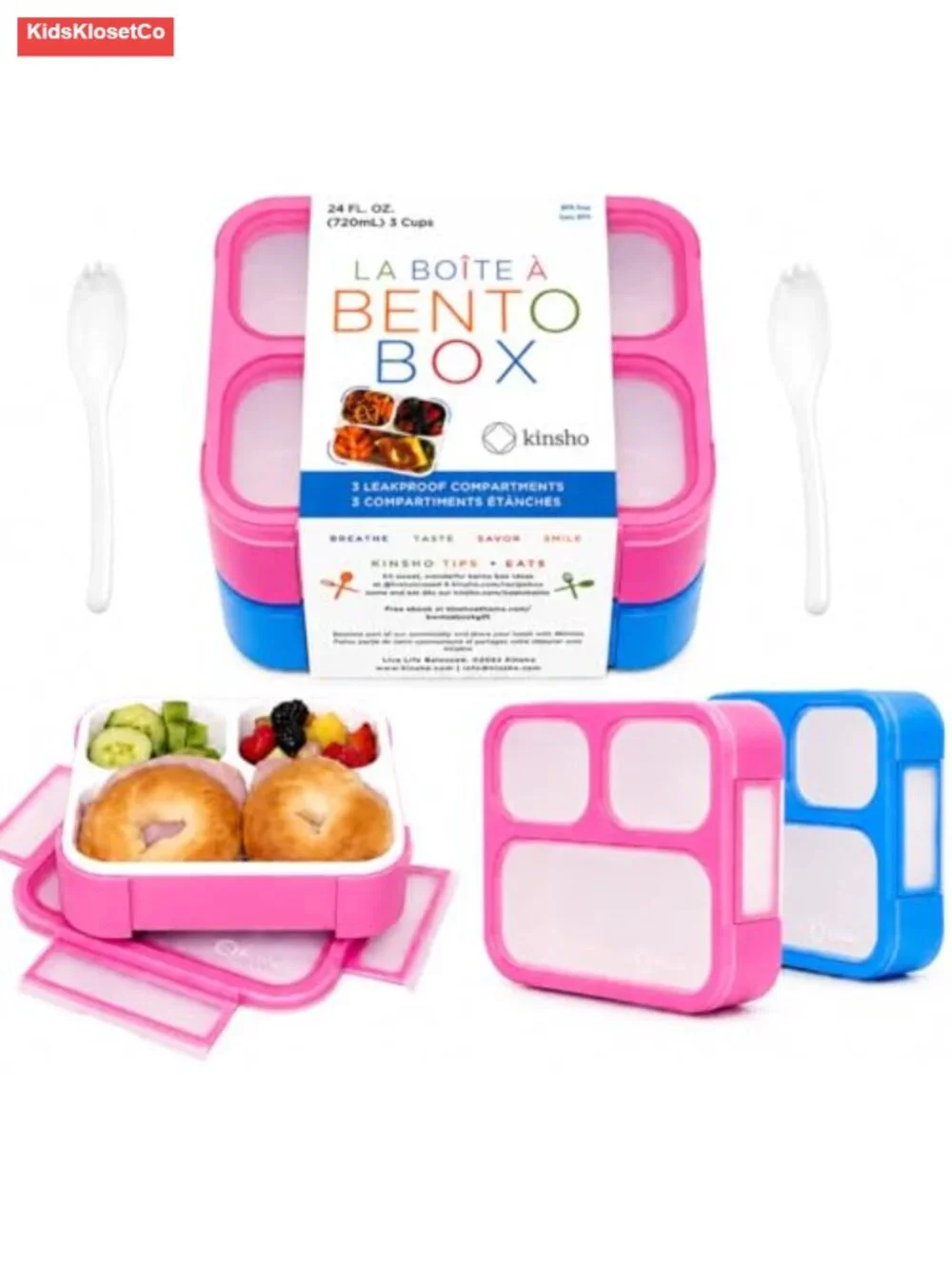 3 Compartment Bento Boxes for Kids Toddlers Adults, Leak Proof, BPA Free, 3